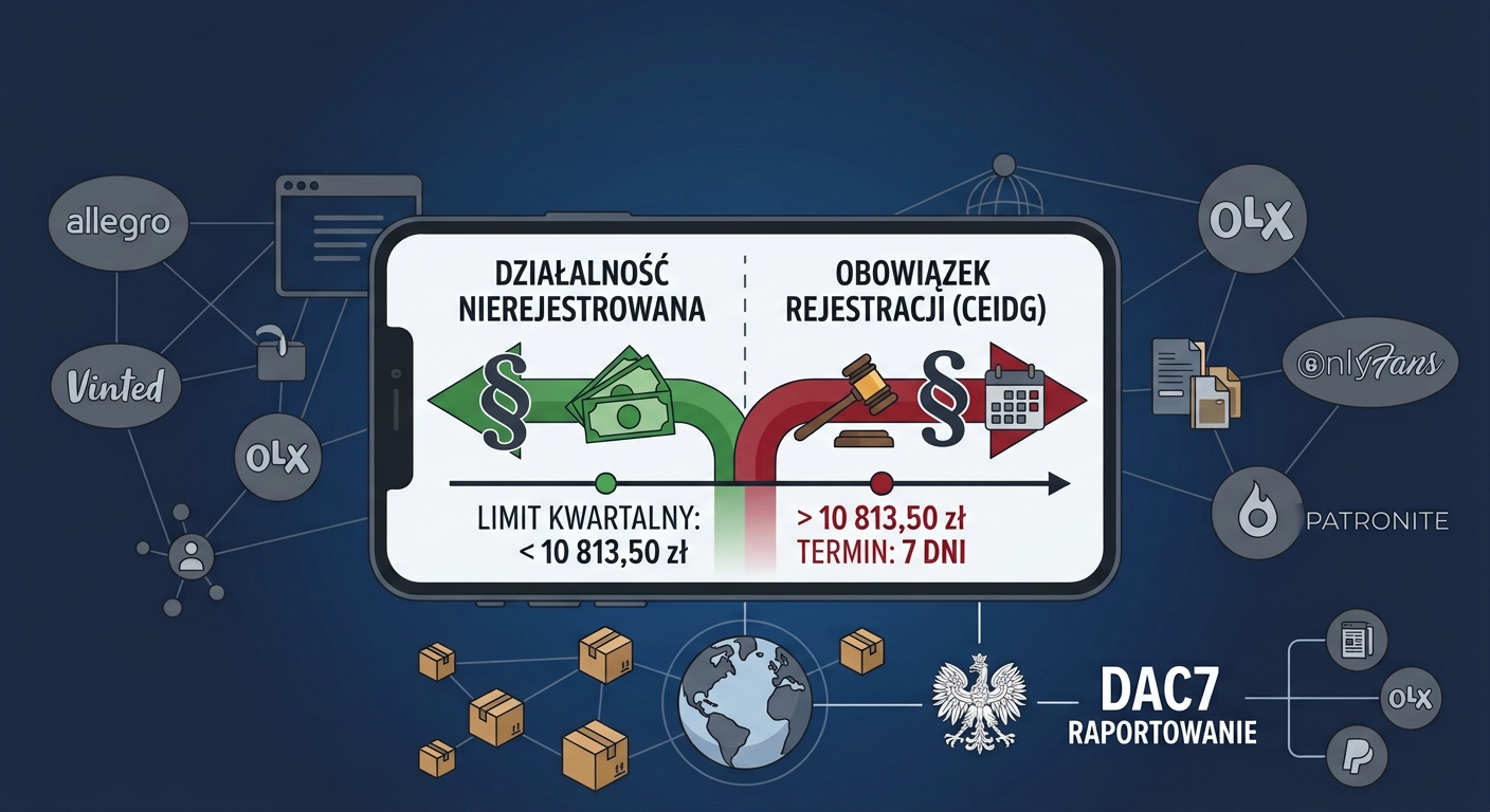 Sprzedaż na OLX, Vinted i zarobki z OnlyFans a obowiązek rejestracji działalności gospodarczej